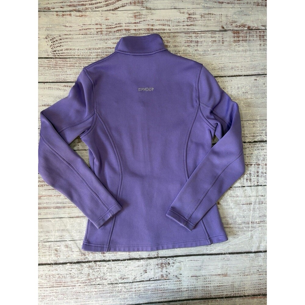 SPYDER Core Ribbed Sweater Jacket Full Zip Up Violet Purple Women’s Large Cotton - Picture 7 of 8